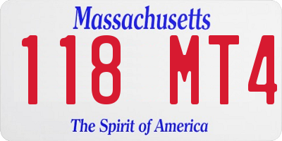 MA license plate 118MT4