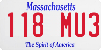 MA license plate 118MU3