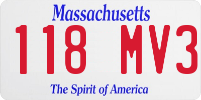 MA license plate 118MV3