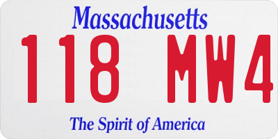 MA license plate 118MW4