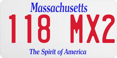 MA license plate 118MX2