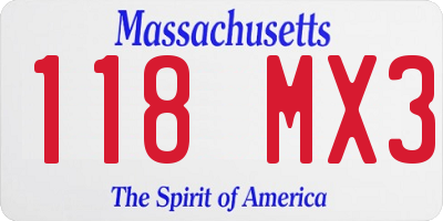 MA license plate 118MX3