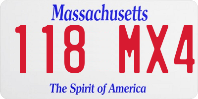 MA license plate 118MX4