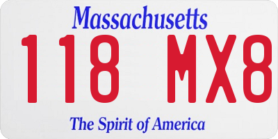 MA license plate 118MX8