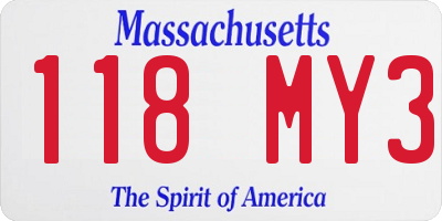 MA license plate 118MY3