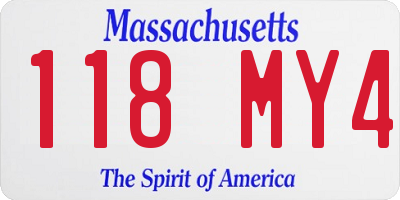 MA license plate 118MY4