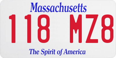 MA license plate 118MZ8
