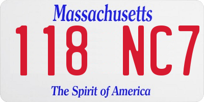 MA license plate 118NC7