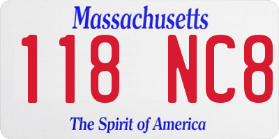 MA license plate 118NC8