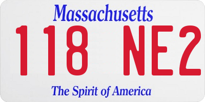 MA license plate 118NE2