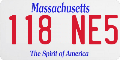 MA license plate 118NE5