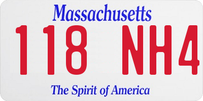 MA license plate 118NH4
