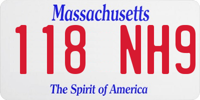 MA license plate 118NH9