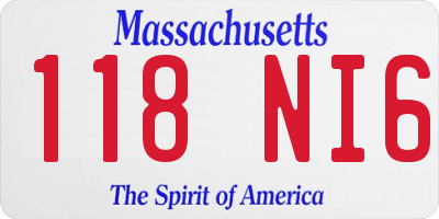 MA license plate 118NI6
