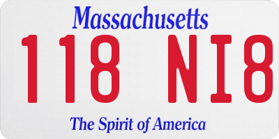 MA license plate 118NI8
