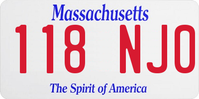 MA license plate 118NJ0