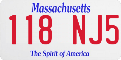 MA license plate 118NJ5