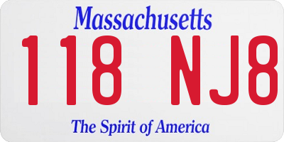 MA license plate 118NJ8