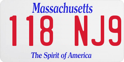 MA license plate 118NJ9