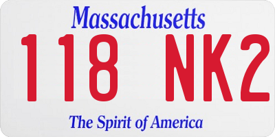 MA license plate 118NK2