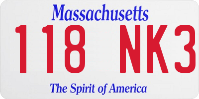 MA license plate 118NK3