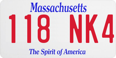 MA license plate 118NK4