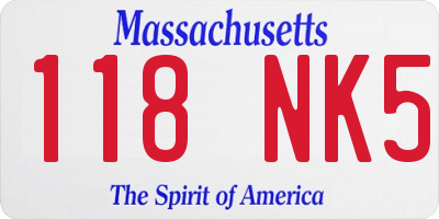 MA license plate 118NK5