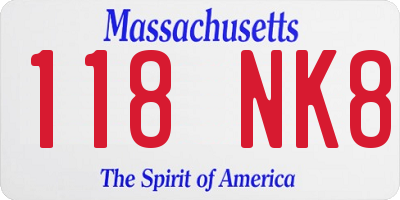 MA license plate 118NK8