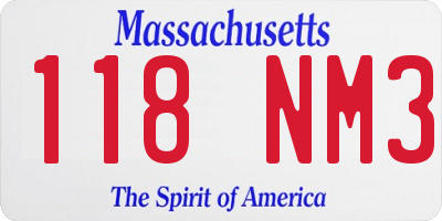 MA license plate 118NM3