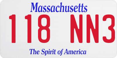 MA license plate 118NN3
