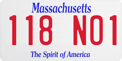 MA license plate 118NO1