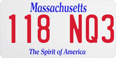 MA license plate 118NQ3