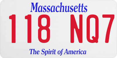 MA license plate 118NQ7