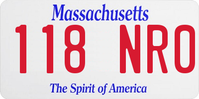 MA license plate 118NR0