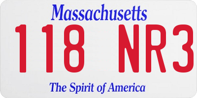 MA license plate 118NR3