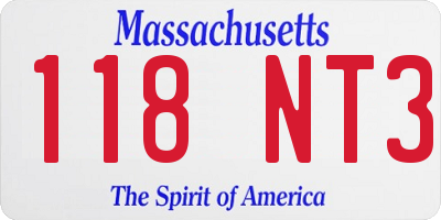 MA license plate 118NT3