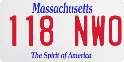 MA license plate 118NW0