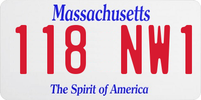 MA license plate 118NW1