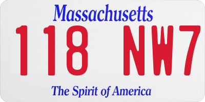 MA license plate 118NW7
