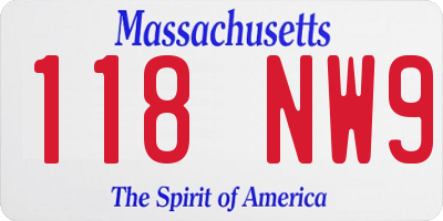 MA license plate 118NW9