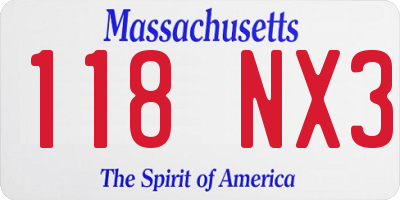 MA license plate 118NX3