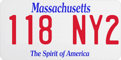 MA license plate 118NY2