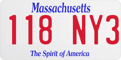 MA license plate 118NY3