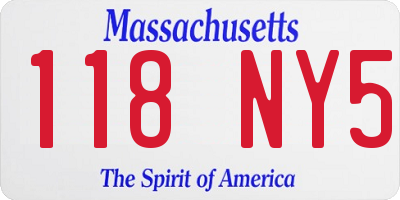 MA license plate 118NY5