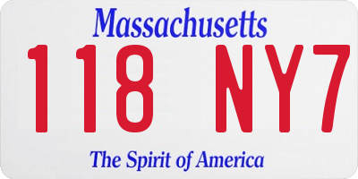 MA license plate 118NY7