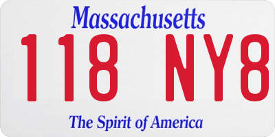 MA license plate 118NY8