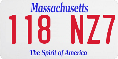 MA license plate 118NZ7
