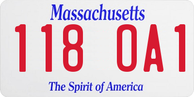 MA license plate 118OA1