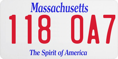 MA license plate 118OA7