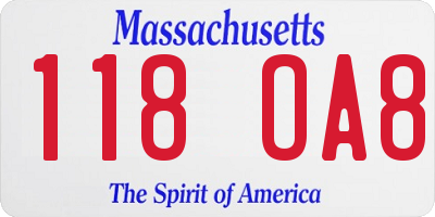 MA license plate 118OA8